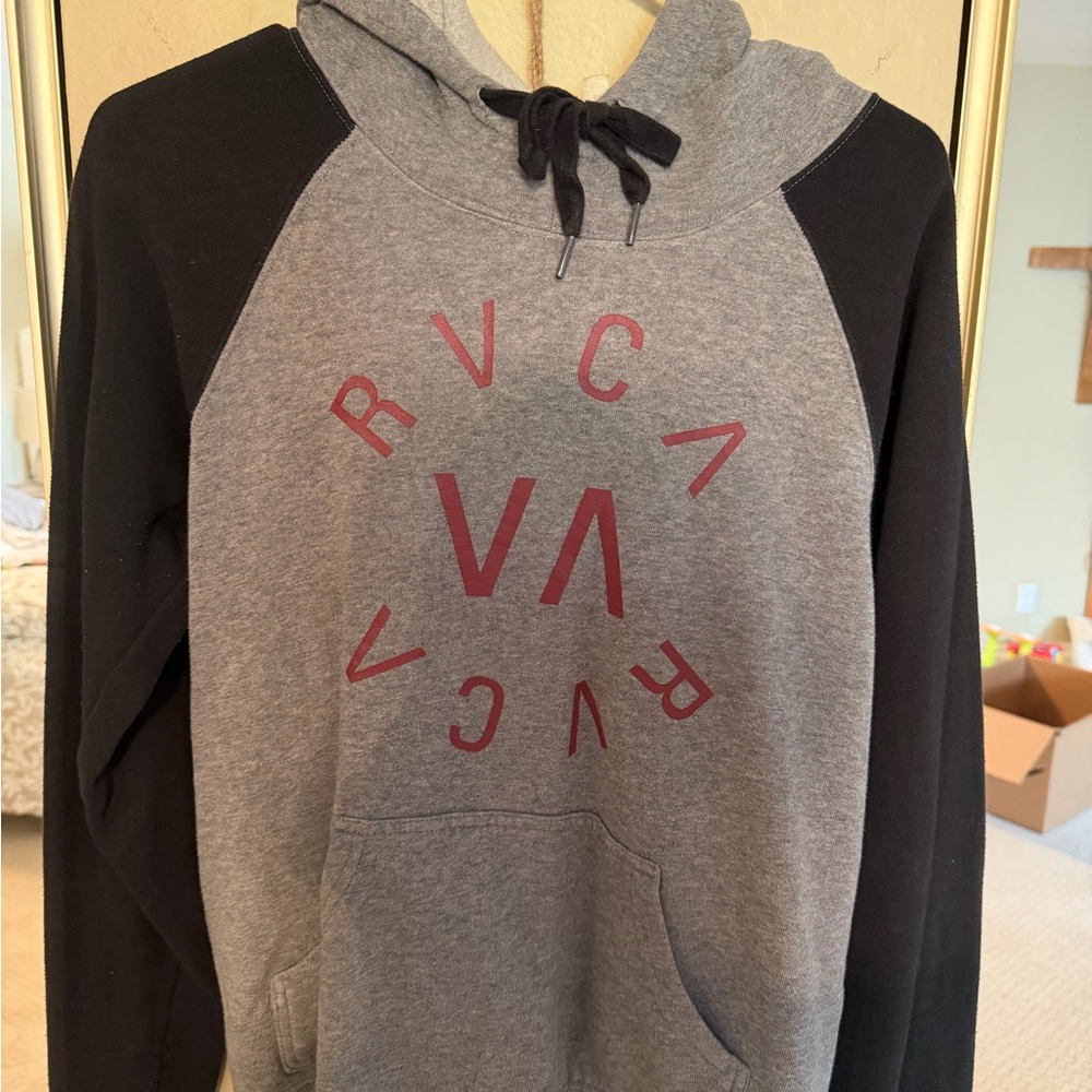 RVCA Gray and Black Hoodie Sweater